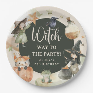 Witch Way to the Party' Kids Halloween Birthday Paper Plate
