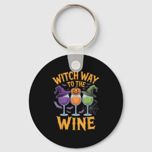 Witch Way To The Wine Coven Cauldron Halloween Dri Keychain