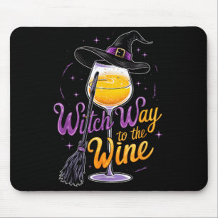 Witch Way to The Wine Funny Halloween Costume Mouse Pad