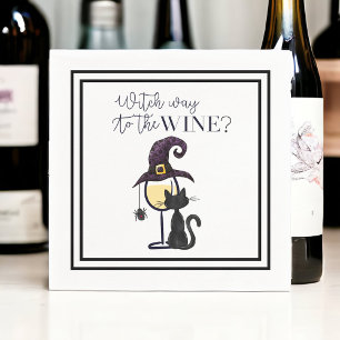 Witch Way to the Wine Funny Halloween Napkin