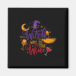 Witch Way To The Wine Halloween Drinking for Wicca Magnet