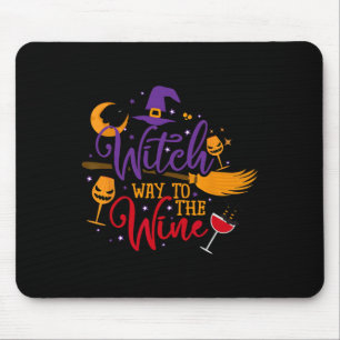 Witch Way To The Wine Halloween Drinking for Wicca Mouse Pad