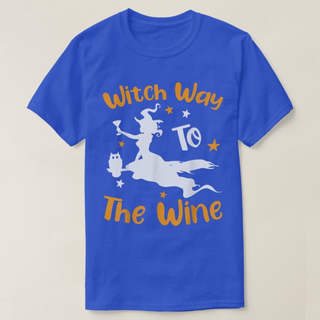 Witch Way To The Wine Halloween Drinking Funny662  T-Shirt (Design Front)