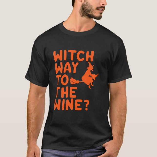Witch Way To The Wine Long Sleeve T Shirt (Front)