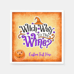 Witch Way To Wine Funny Halloween Personalized Napkin