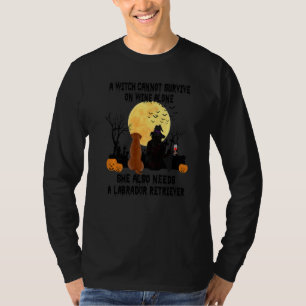 Witch Wine And Labrador Retriever Dog Mom Hallowee T-Shirt