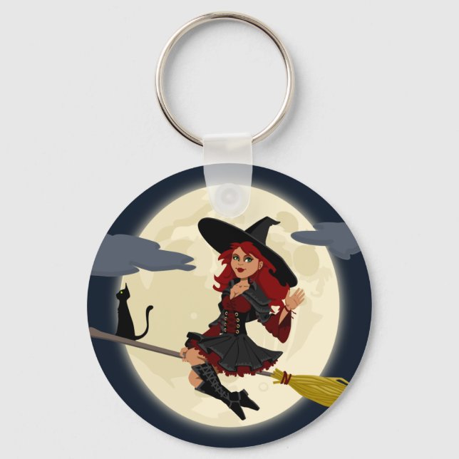 witch witchcraft broomstick broom keychain (Front)