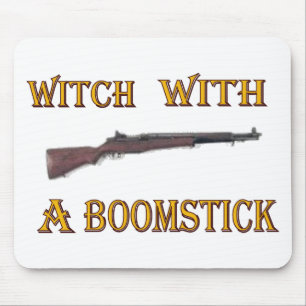 Witch with a boomstick mouse pad