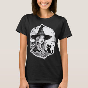 Witch with a Cat and an Owl - Halloween Fan Fun 1 T-Shirt