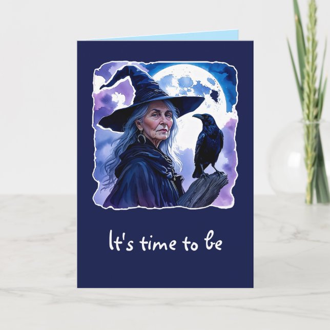 Witch with a Raven - Halloween Fan Fun 1 Card (Front)
