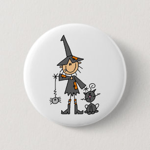 Witch with Black Cat 2 Inch Round Button
