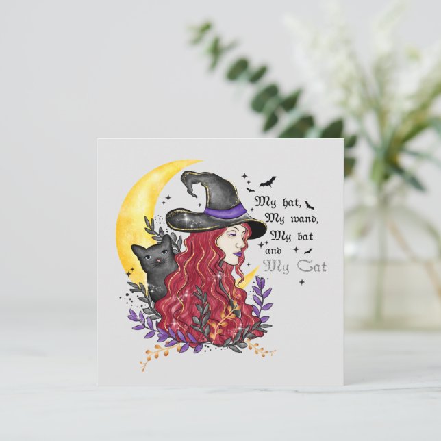 Witch with Black Cat and Crescent Moon (Standing Front)