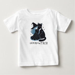 witch with black cat baby T-Shirt