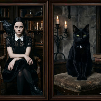 Witch with Black Cat - decoupage paper - Wrapping