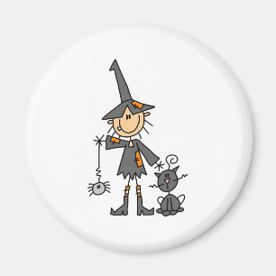 Witch with Black Cat Magnet
