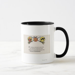 Witch with Brooms, Cat, Moon Mug