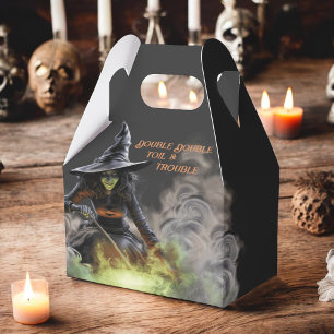 Witch with Burning Cauldron Halloween Favor Box