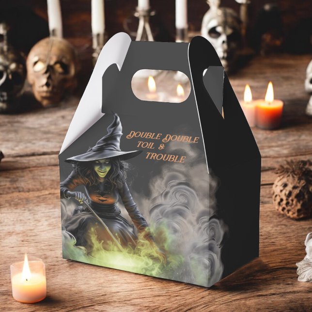 Witch with Burning Cauldron Halloween Favor Box (Creator Uploaded)