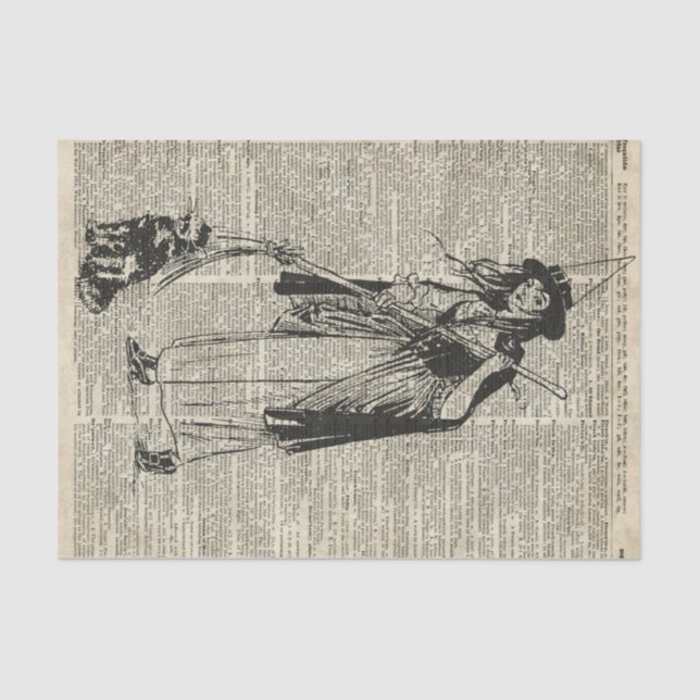 Witch With Cat Haloowen Party Gift Decoration Tissue Paper (Front)