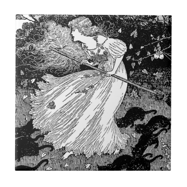 Witch with cats tile (Front)