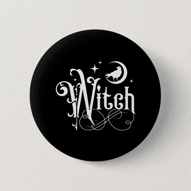 Witch With Moon And Raven 2 Inch Round Button (Front)