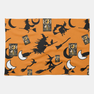 Witch wizard blackcat moon bloomstick kitchen towel