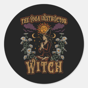 Witch Yoga Instructor Life Mindful, Movement  Classic Round Sticker