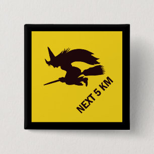 Witch Zone Sign - Metric 2 Inch Square Button