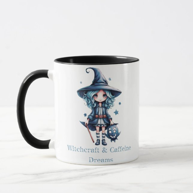 Witchcraft and Caffeine Dreams Witch Halloween Mug (Left)