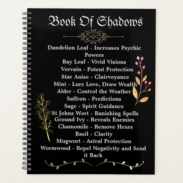 Witchcraft Book Of Shadows Black Journal Planner (Front)