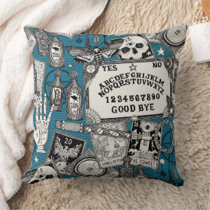 witchcraft peacock blue throw pillow