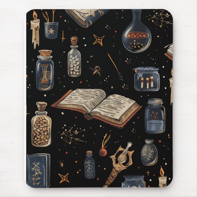 Witchcraft Potion Pattern – Halloween Magic Mouse Pad (Front)