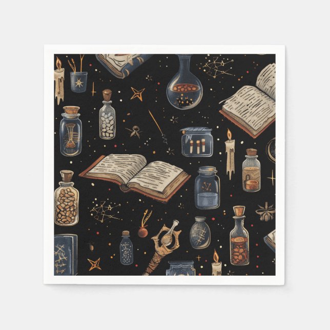 Witchcraft Potion Pattern – Halloween Magic Napkin (Front)