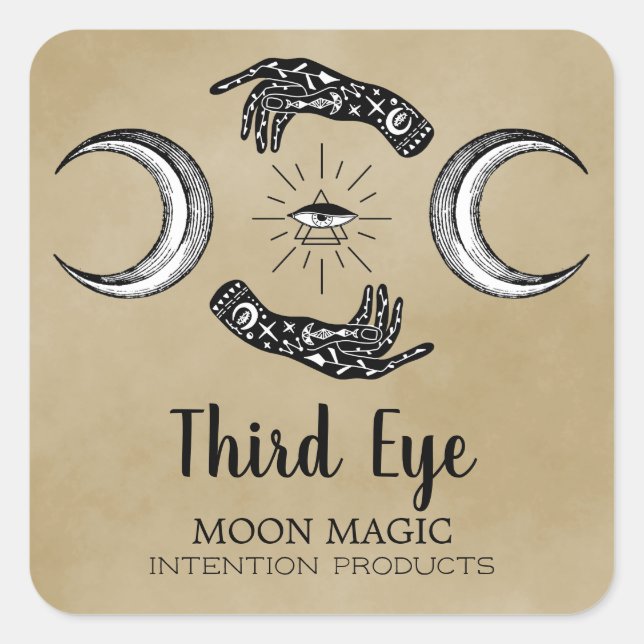 Witchcraft Spell Labels Hand Eye Moon (Front)