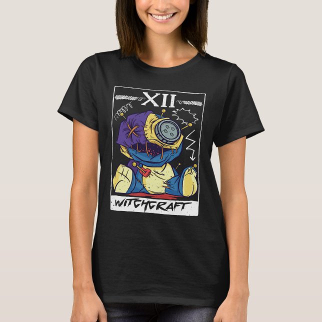 Witchcraft Tarot Card Vodoo Magic Witch Doll Needl T-Shirt (Front)