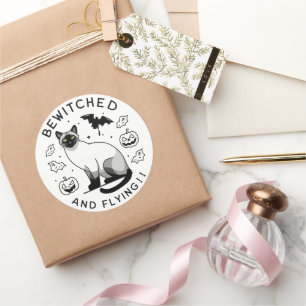 witched Flight: The Enchanted Siamese cat Classic Round Sticker