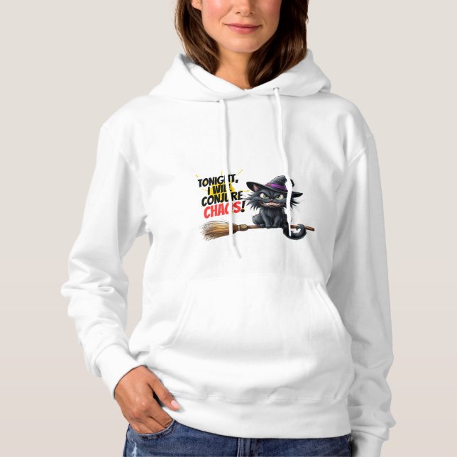 Witcher's Chaos: Black Cats in Action Hoodie (Front)