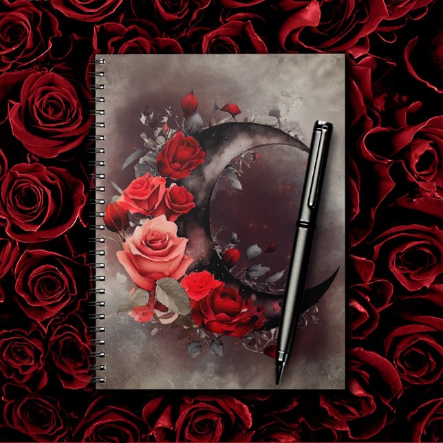 Witchery | Crescent Moon with Gothic Red Roses Notebook (Creator Uploaded)