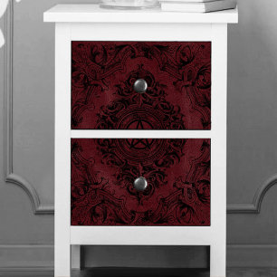 Witchery Flourish   Dark Red Fantasy Pentacle Tissue Paper