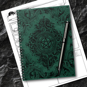 Witchery Flourish Emerald Green Fantasy Pentacle Notebook