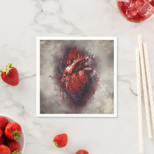 Witchery   Heart with Red and Gold Bleeding Drip Napkin