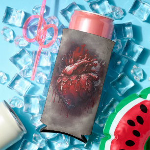Witchery   Heart with Red and Gold Bleeding Drip Seltzer Can Cooler