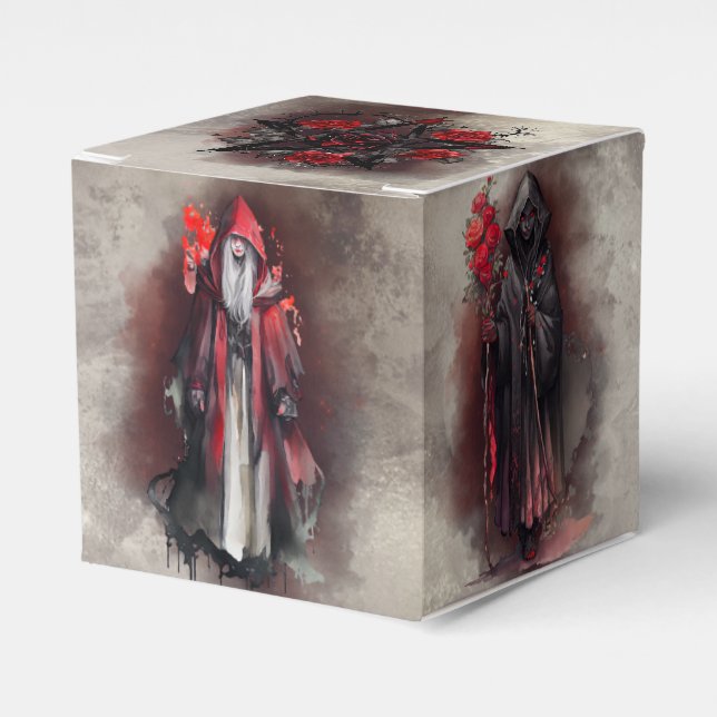Witchery | Red Witch with Dark Evil Gothic Shadows Favor Box (Front Side)