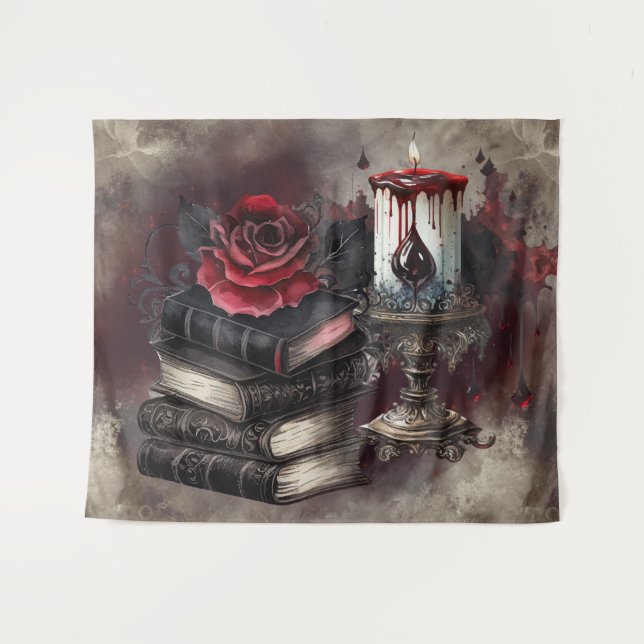 Witchery | Spellbook Tomes and Skull Candle Tapestry (Front (Horizontal))