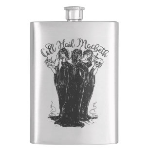Witches All Hail Mabeth Hip Flask
