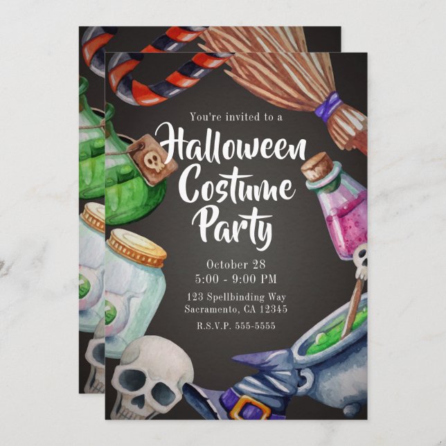 Witches Apothecary Halloween Costume Party Invitation (Front/Back)