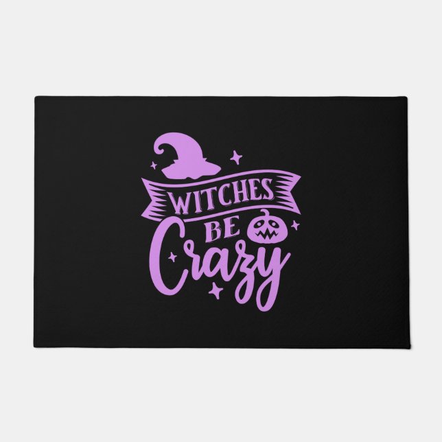 Witches Be Crazy Black and Purple Doormat (Front)