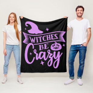 Witches Be Crazy Black and Purple Fleece Blanket