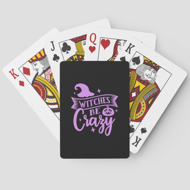 Witches Be Crazy Black and Purple Playing Cards (Back)
