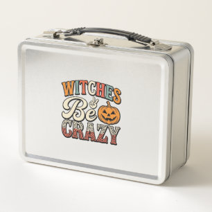 Witches Be Crazy Vintage Halloween Shirt Design_1 Metal Lunch Box